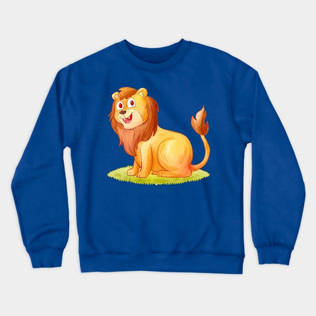 Lion Hand Drawn Crewneck Sweatshirt by Mako Design 